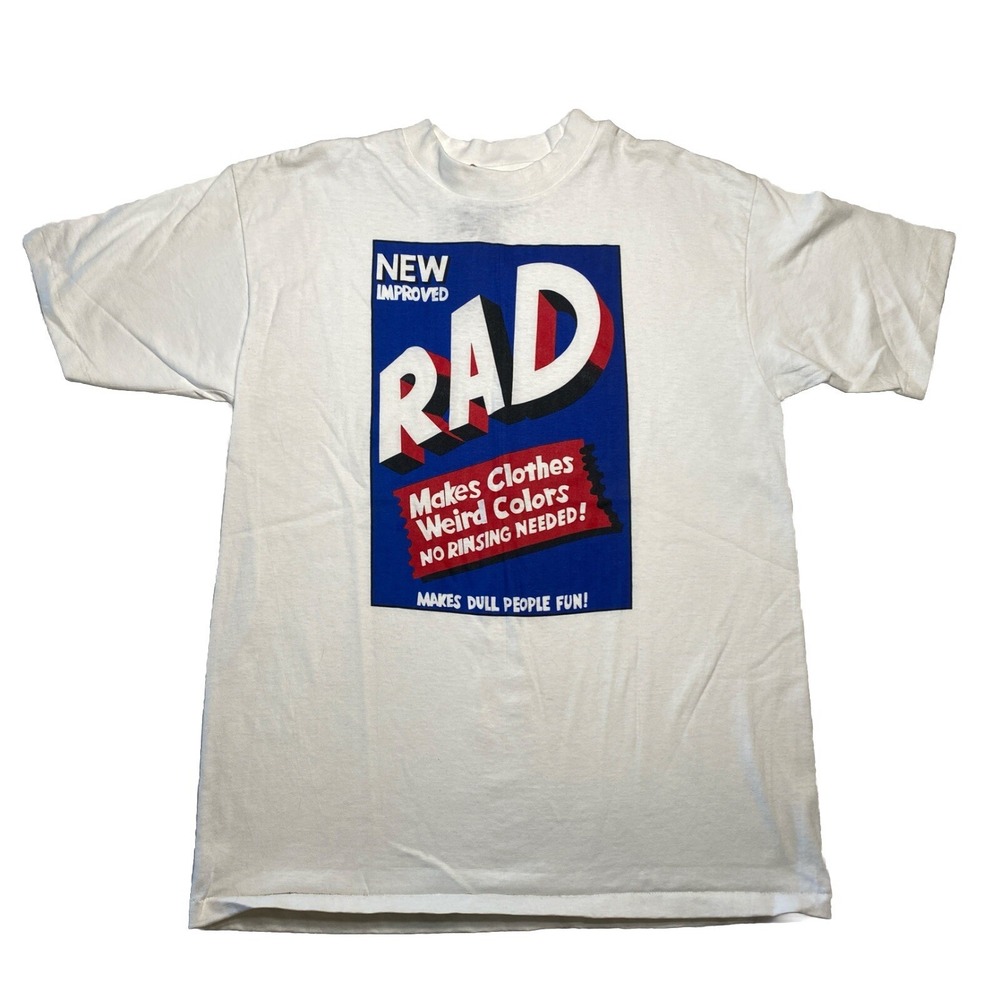 Vintage Joe Boxer New Improved RAD Print T-Shirt One Size Fits All White NWT